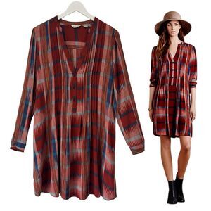 Anthropologie 11.1.Tylho Sao Paulo Plaid Pintuck Tunic Shirt Dress Medium FLAWED